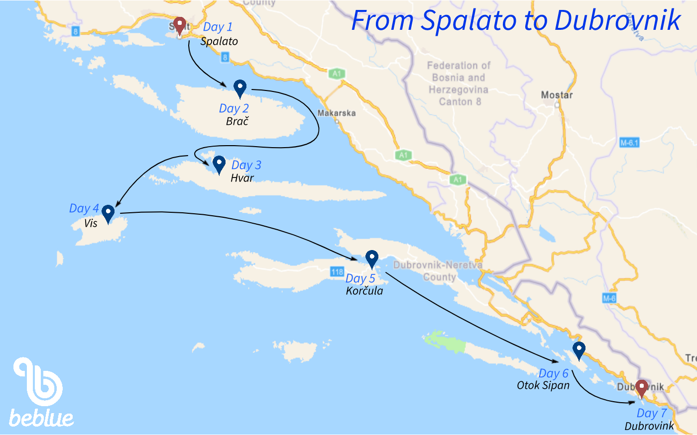 Caicco one way: da Spalato a Dubrovnik, Croazia - ID 122