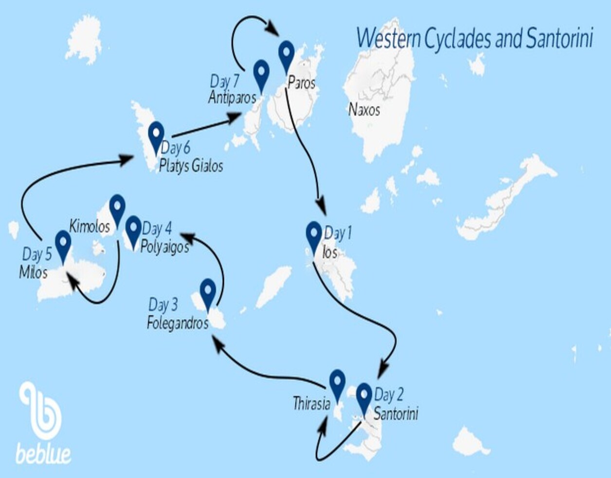 Rotta Cicladi Ovest e Santorini da Paros, Grecia - ID 399